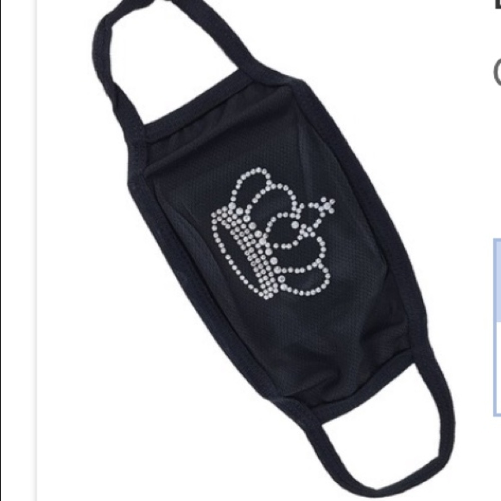 Crown Black Rhinestone Face Mask